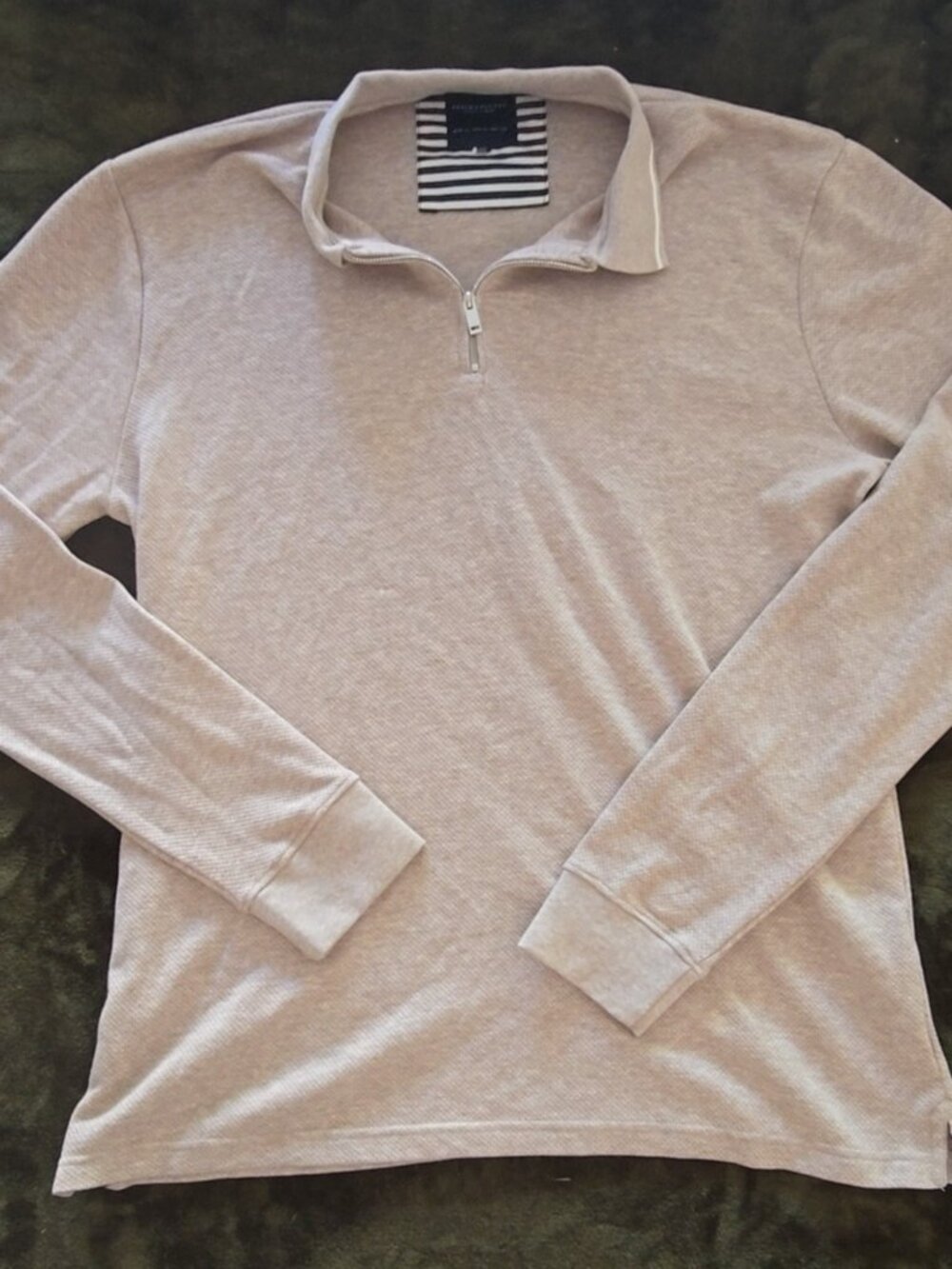 Denim & Flower Ricky Singh Quarter Zip Pullover Mens XL Oatmeal Tan Textured Kni